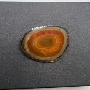 Agate Natural‎ Crystal Stone Brown Orange Brooch Pin